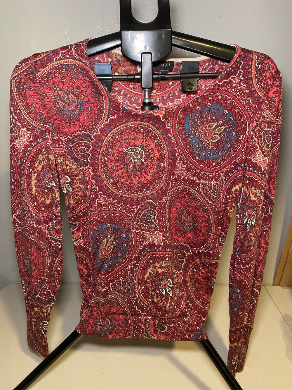 Talbots Red Paisley Long Sleeve Tee